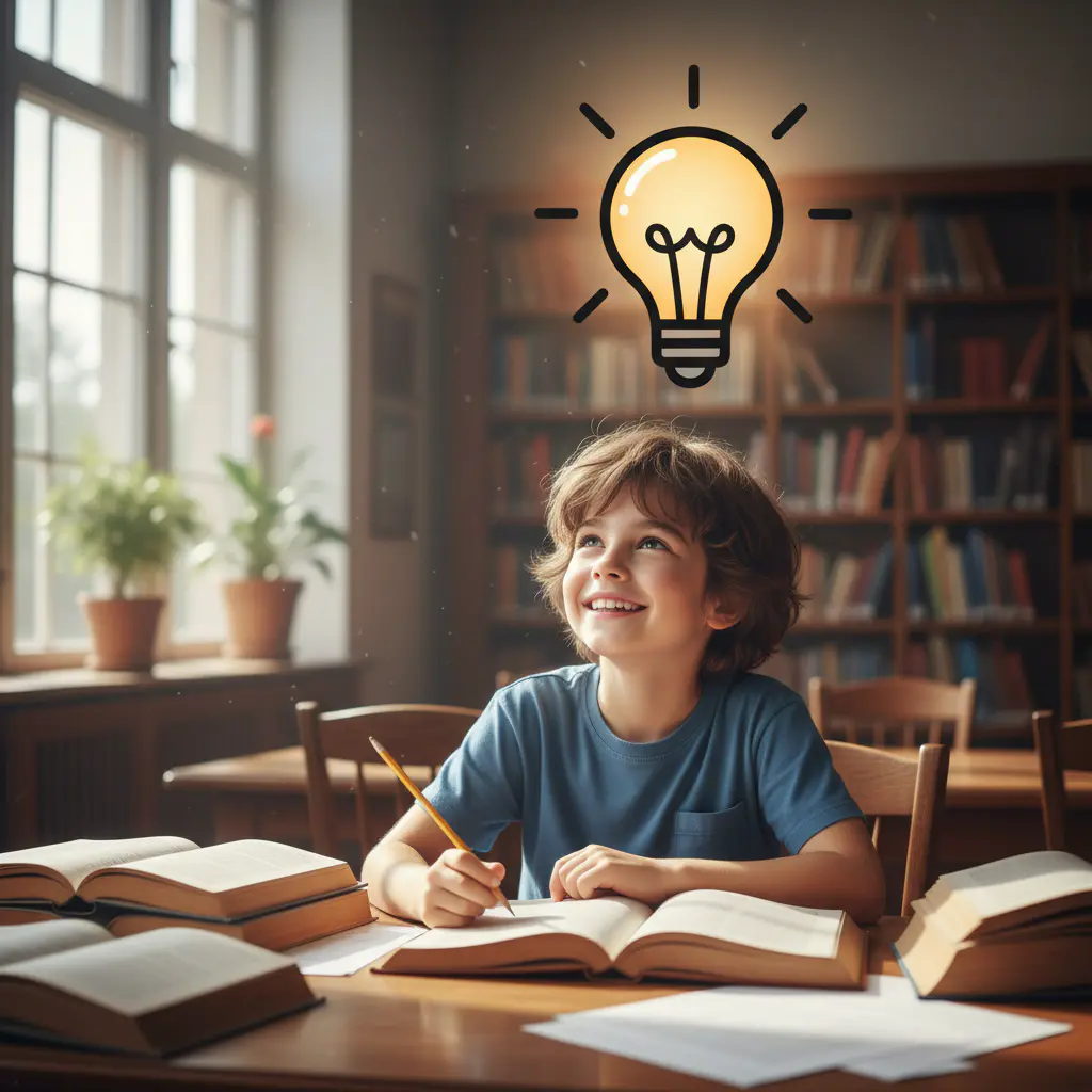 Illustration of a student having a lightbulb moment