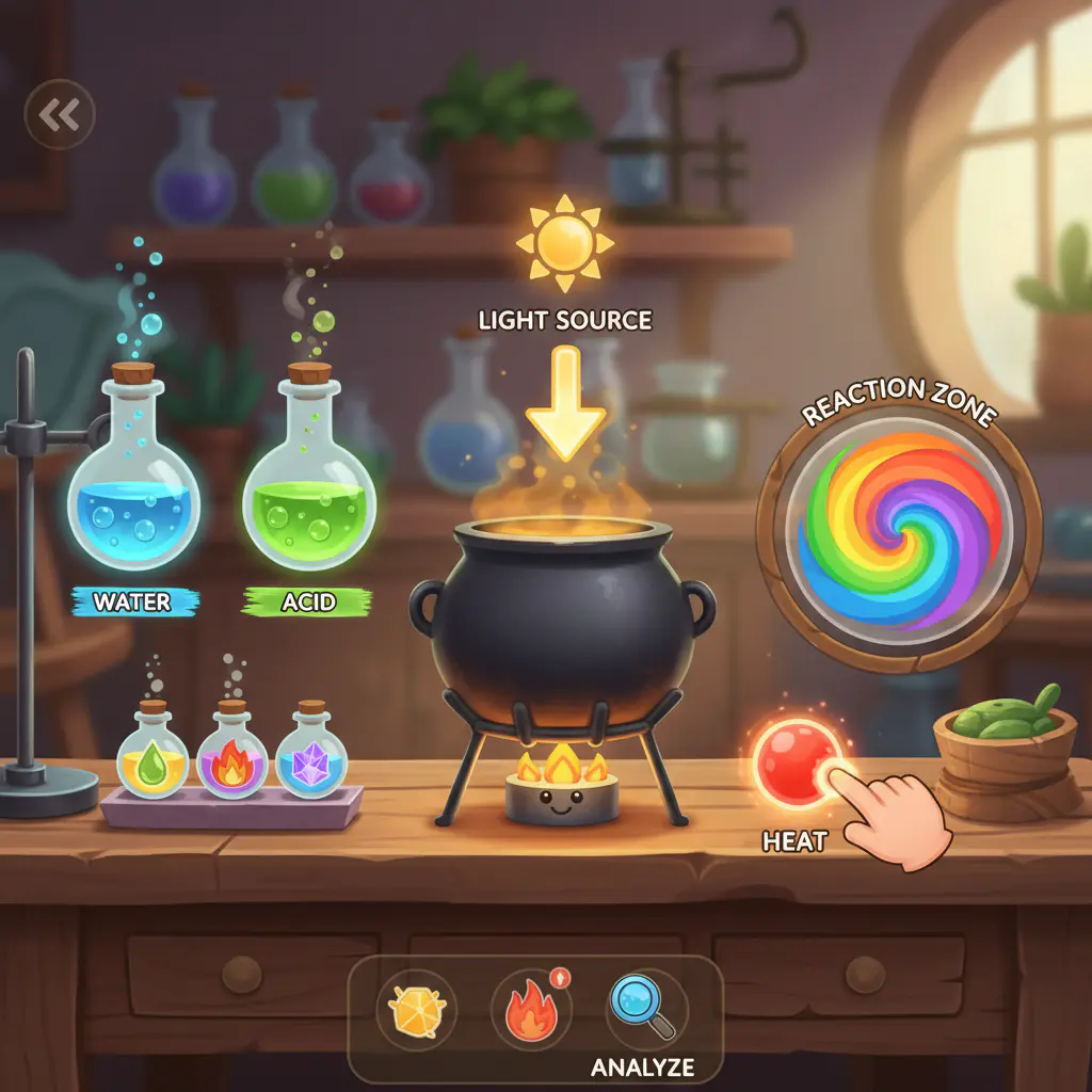 FunLab gameplay interface showing drag and drop mechanics